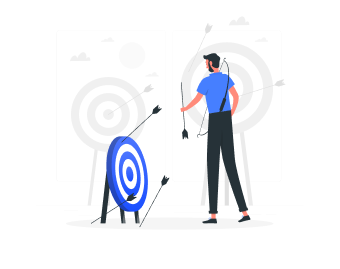 Person with target and achievement illustration